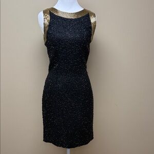 A.J.‎ Bari Elegant Black and Gold Mini Dress